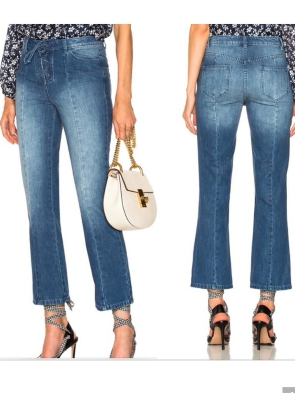 Ulla Johnson Alex Lace up Ankle flare Jeans 0/XS